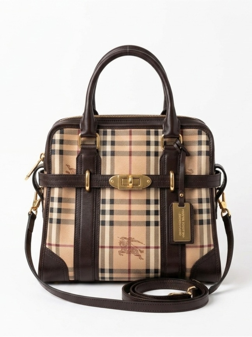 BURBERRY | AUTHENTIC HAYMARKET CHECK MINFORD TOTE SATCHEL BAG